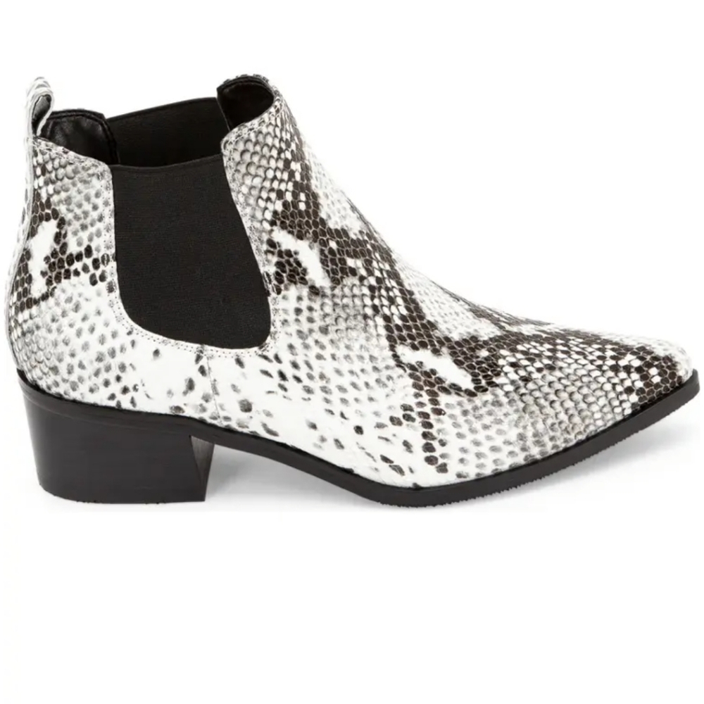 Blondo Leather Chelsea Snakeskin Ankle Boots, Size 8 NEW